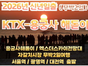 [ 2026년 신년해돋이] [KTX- 서울역/광명역/대전역] 부산 용궁사 2026신년해돋이 / 엑스더스카이전망대 / 자갈치 여행(무박2일) - 12월31일 단1회
